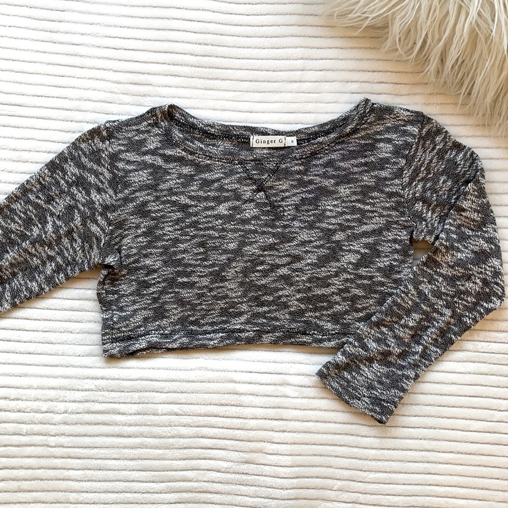 Ginger G crop top, gray sweater, size S.